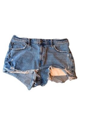 Abercrombie & Fitch Distressed Light Blue Denim Shorts